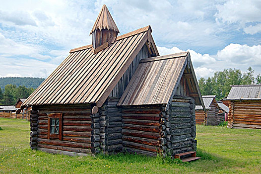 木质,东正教,教堂,住宅区,伊尔库茨克,区域,贝加尔湖,西伯利亚,俄罗斯联邦,欧亚大陆