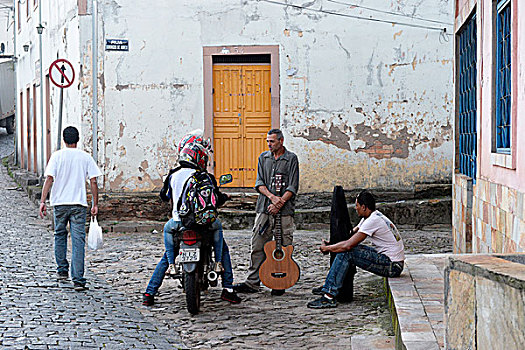 音乐人,街道,欧鲁普雷,米纳斯吉拉斯州,巴西,南美