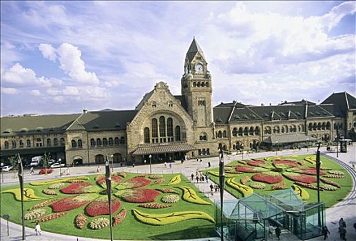 梅斯,建筑,火车站,花坛