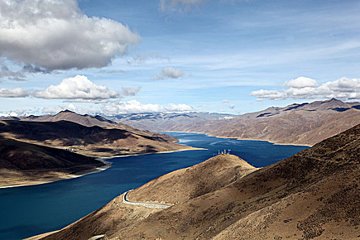 西藏,高原,蓝天,白云,湖水,0095