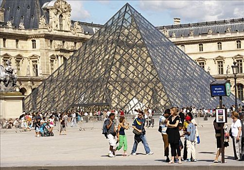 玻璃金字塔,卢浮宫,巴黎,法国,欧洲
