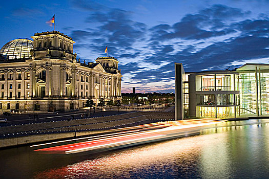 德国国会大厦,建筑,夜晚,政府,地区,柏林,德国,欧洲