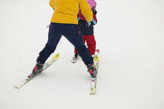 妈妈,教育,4岁,女儿,滑雪,松鸡,山,北温哥华,加拿大