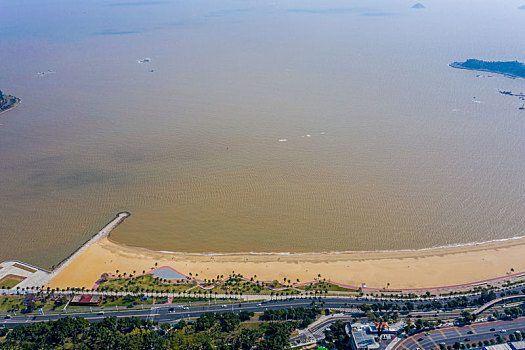 航拍广东珠海香炉湾沙滩