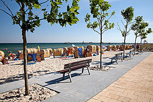海滩散步,波罗的海,胜地,波罗的海岸,石荷州,德国,欧洲