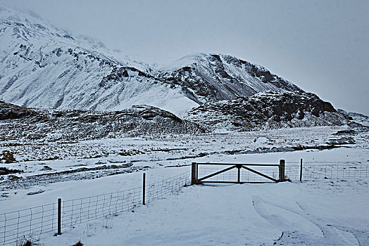 冰岛,山,积雪,东方,峡湾