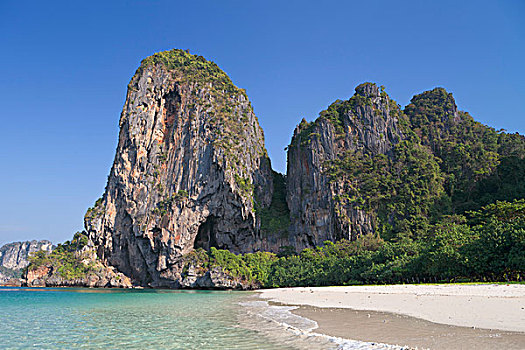 喀斯特地貌,岩石构造,海滩,泰国,亚洲