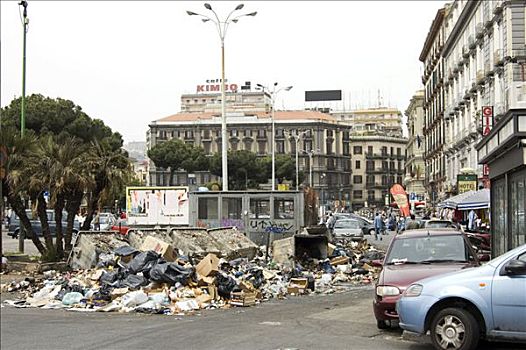 生活垃圾,收集,街道,那不勒斯,坎帕尼亚区,意大利,欧洲