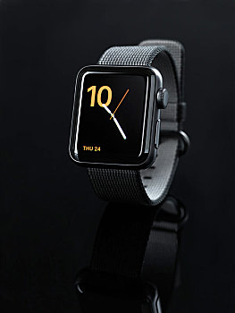 苹果,手表,序列,模拟,钟表,拨号,展示,黑色背景