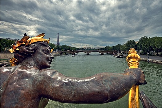 风景,塞纳河,埃菲尔铁塔,著名,桥,巴黎,法国