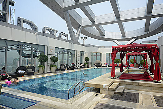 朗豪酒店的泳池,香港九龙旺角