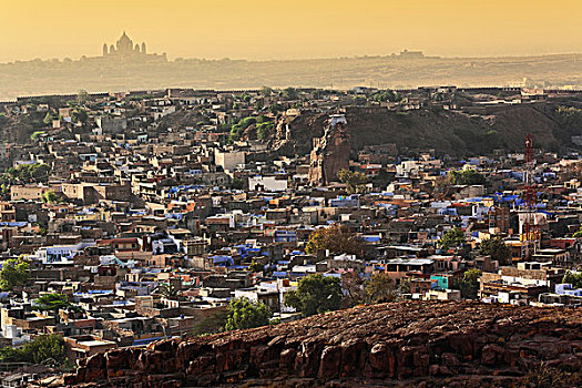 城市,印度,远景,塔尔沙漠