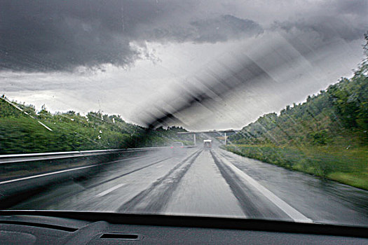 法国,高速公路,挡风玻璃,雨刷