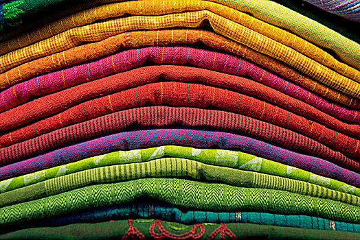 一堆,彩色,毛巾,喀拉拉,印度,亚洲
