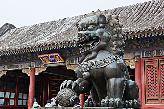 北京颐和园石狮