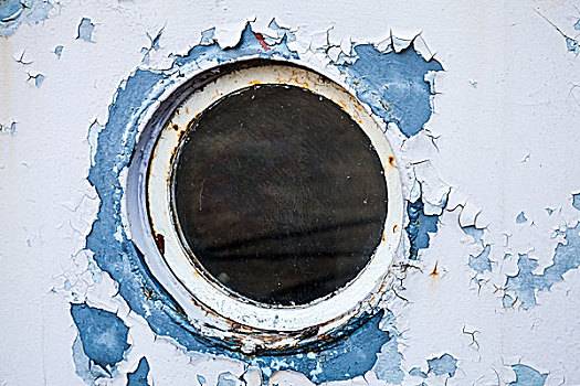 圆,舷窗,白色,蓝色,船,墙壁