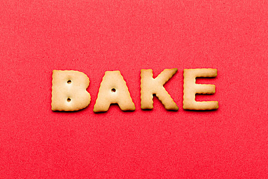 文字,烘制,饼干,上方,红色背景