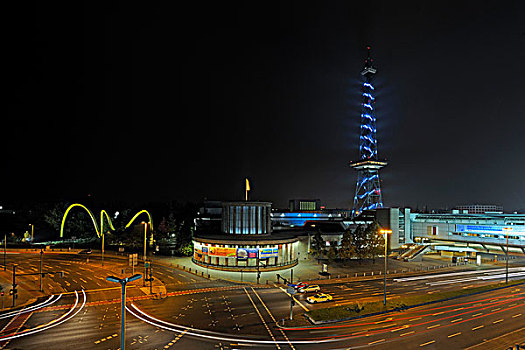 无线电,塔,地面,光亮,节日,2009年,柏林,德国,欧洲