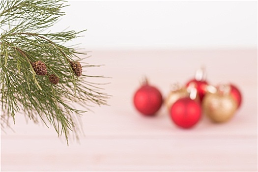 松树,枝条,红色,金色,圣诞节饰物,背景