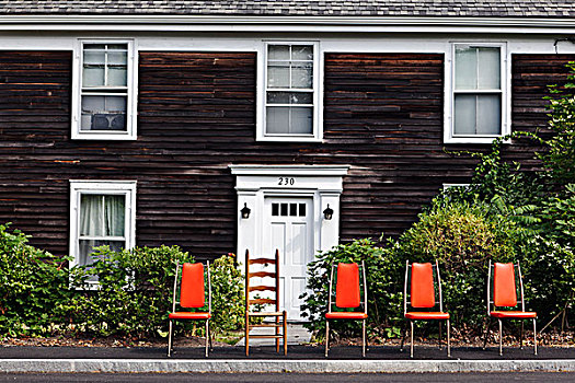 椅子,户外,楔形板,房子,乡村,科德角,马萨诸塞,美国
