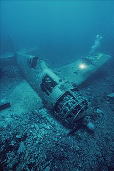 潜水,探索,残骸,二战,飞机,所罗门群岛