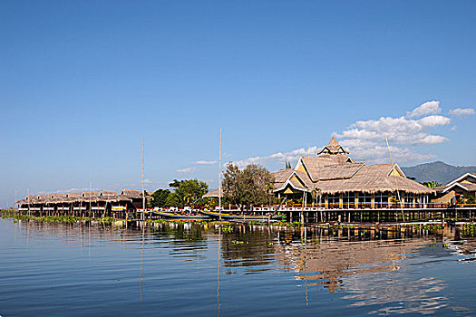 酒店,胜地,茵莱湖,靠近,掸邦,缅甸,亚洲