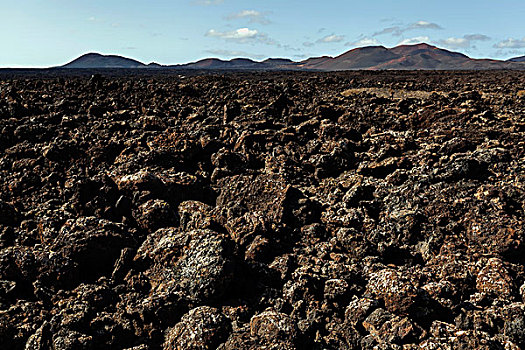 熔岩原,火山地貌,火山,背影,蒂玛法雅国家公园,兰索罗特岛,加纳利群岛,西班牙,欧洲