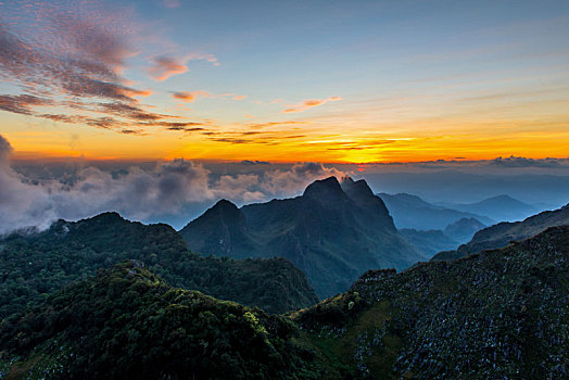 风景,日落,山谷,清迈,泰国