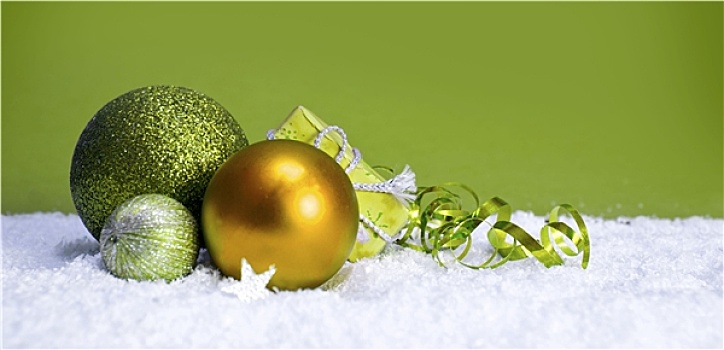 绿色,圣诞节,彩球,隔绝