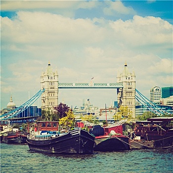 旧式,看,塔桥,伦敦