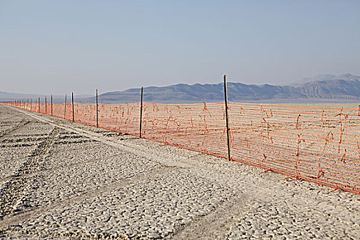 栅栏,护栏,延展,风景,黑岩沙漠,内华达,美国