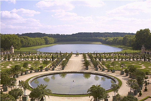 俯拍,正规花园,正面,宫殿,凡尔赛宫