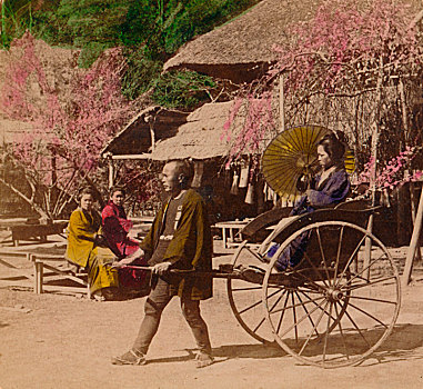 早晨,乘,黄包车,日本,1896年,艺术家,未知
