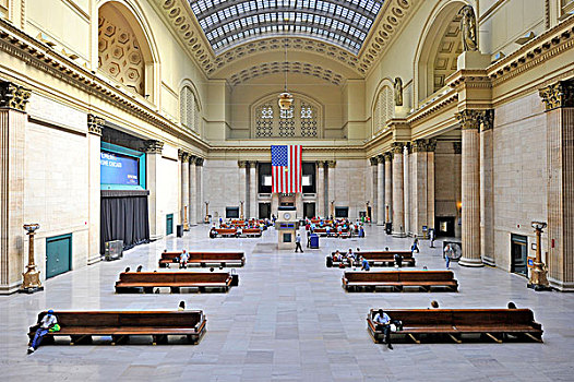 室内,风景,等待,房间,联合车站,芝加哥,伊利诺斯,美国
