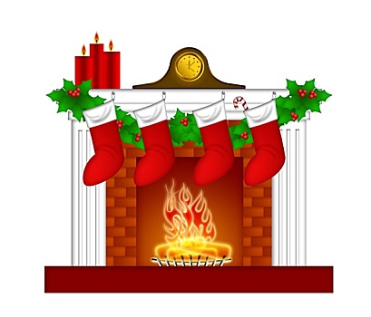 壁炉,圣诞装饰,圣诞袜,花环