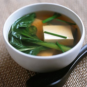 味噌汤,豆腐,蔬菜