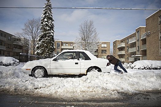 汽车,困住,雪中,多伦多,加拿大