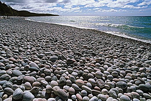 鹅卵石,苏必利尔湖,海滩,马拉松,安大略省,加拿大