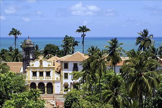 巴洛克式教堂,蓝色,海洋,伯南布哥,巴西