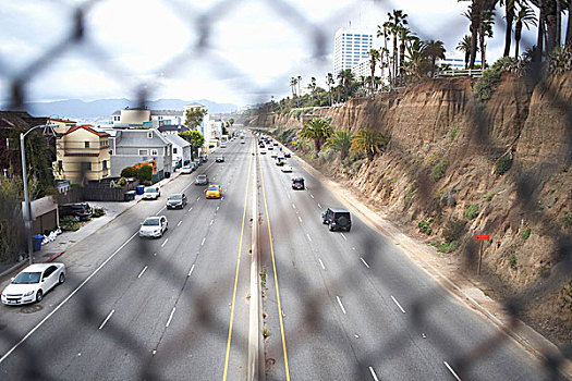 风景,栅栏,公路,洛杉矶,美国