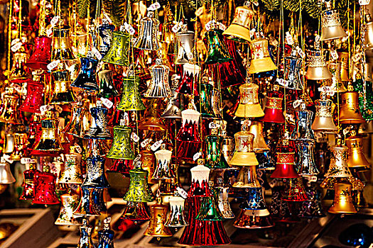 小,色彩,铃,圣诞市场,装饰,慕尼黑,上巴伐利亚,德国,欧洲