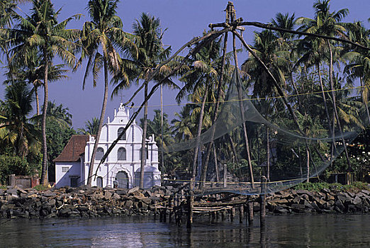 印度,殖民地,教堂,建造,葡萄牙,渔网