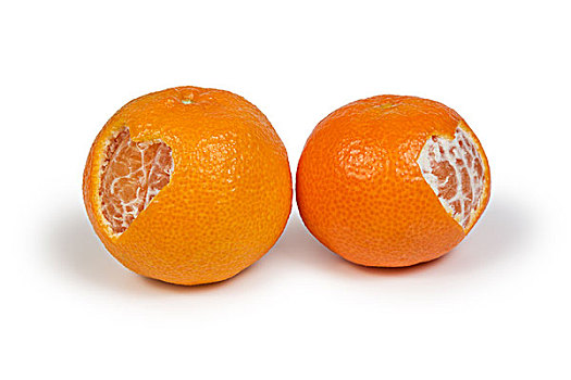 一对,柑橘,心形,隔绝,白色背景