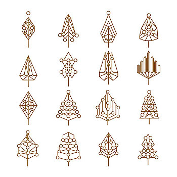 圣诞节,几何,抽象,轮廓,松树