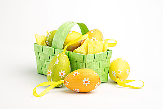 复活节彩蛋,箔,绿色,柳条篮