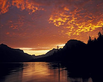 日出,麦克唐纳湖,西部,冰河,区域,冰川国家公园,蒙大拿