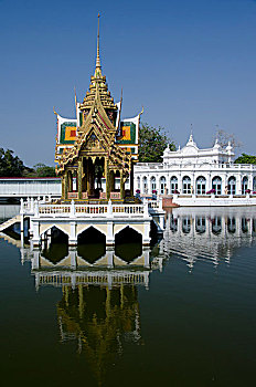 泰国,曼谷,挽巴茵夏宫,宫殿,皇家,颐和园,姿势,亭子,传统,建筑
