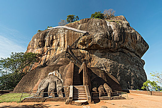 狮子,大门,攀登,伸展,锡吉里耶,狮子岩,斯里兰卡,亚洲
