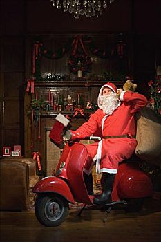 圣诞老人,骑,摩托车