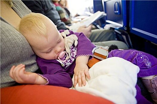 幼儿,女孩,睡觉,飞机